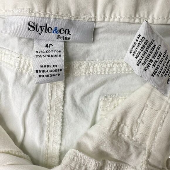 Style & Co. White Cargo Capri Pants (4P) Drawstring Waist Embellished Detail - Picture 5 of 8